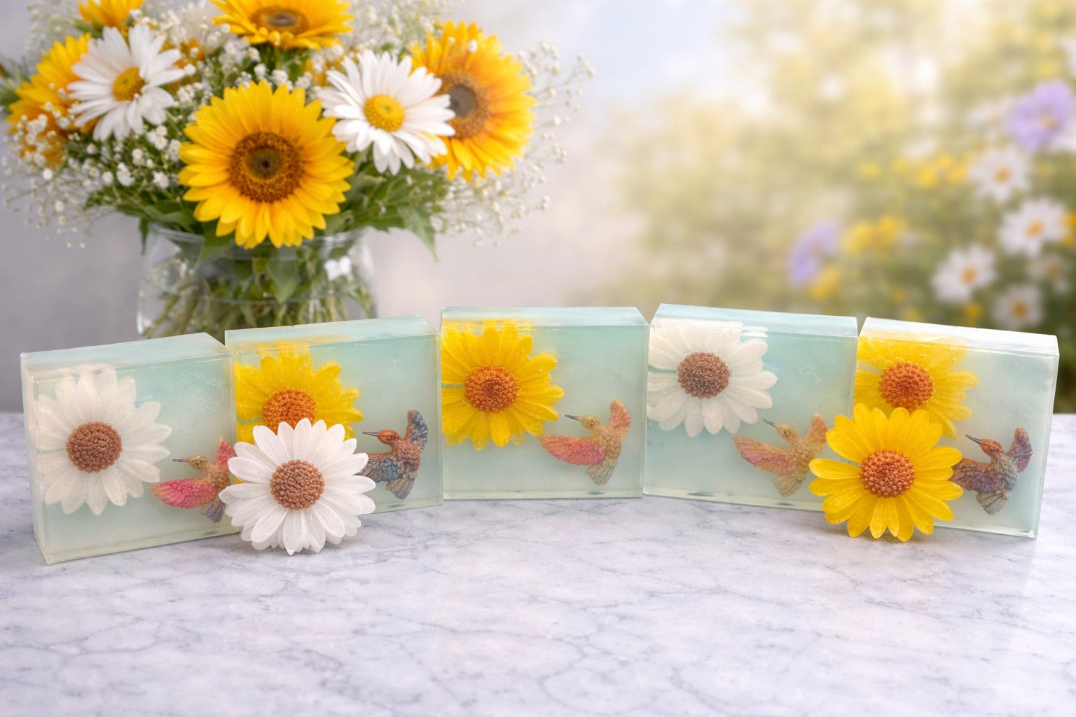 Hummingbird and White Daisy Daze